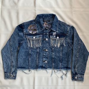 Thrill Denim Rhinestone Tassel Jacket
